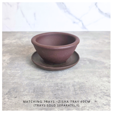 Load image into Gallery viewer, Petit bonsai 28. Collage of terracotta bonsai pots with 'LEAFERIE' branding on a light background.