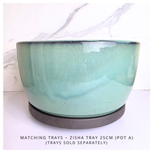 Load image into Gallery viewer, Teal ceramic bonsai pot with 'Bonsai 88' text on a white background, featuring the Leaferie brand.