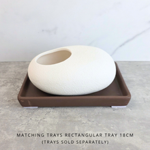 Load image into Gallery viewer, The Leaferie Saul shallow white pot. ceramic material