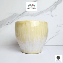 Load image into Gallery viewer, The Leaferie Nurmi yellow ceramic pot