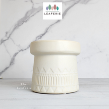 Load image into Gallery viewer, The Leaferie Reign white castle like ceramic flowerpot.