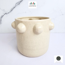 Load image into Gallery viewer, The Leaferie Eden white ceramic pot with studs