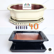 Load image into Gallery viewer, The Leaferie Bonsai pot Series 40. comes with matching tray.