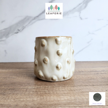 Load image into Gallery viewer, The Leaferie Elpida beige flowerpot with studs. ceramic material