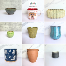 Load image into Gallery viewer, As-is Sept 25. ceramic pots and mugs with Leaferie logo.