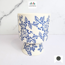 Load image into Gallery viewer, The Leaferie Torrio blue and white floral vase ceramic flowerpot