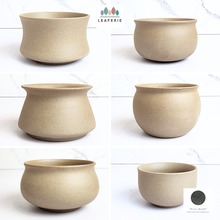 Load image into Gallery viewer, The Leaferie Yale flowerpots. 6 designs ceramic grey pots