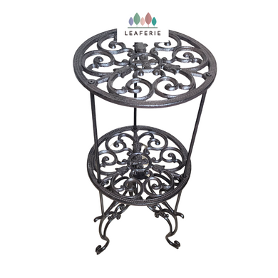 The Leaferie Cast Iron Plant Stand double level. 