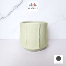 Load image into Gallery viewer, The Leaferie Leo green flowerpot. ceramic material