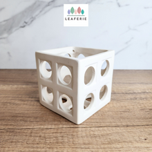 Load image into Gallery viewer, The Leaferie Leone hanging orchid planter. ceramic white pot