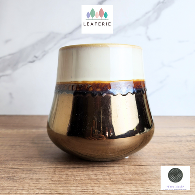 The Leaferie Roula pot. brown bottom ceramic pot