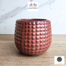 Load image into Gallery viewer, THe Leaferie Marika red studded flowerpot. ceramic material