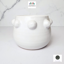 Load image into Gallery viewer, The Leaferie Salo white ceramic pot with studs.