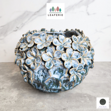 Load image into Gallery viewer, The Leaferie Ariel blue flower petal pot. ceramic material