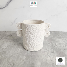 Load image into Gallery viewer, The Leaferie Nover white ceramic pot with ear