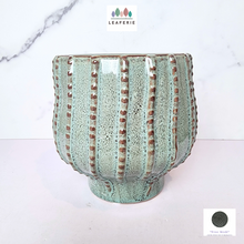 Load image into Gallery viewer, The Leaferie Ruona green bluish ceramic pot