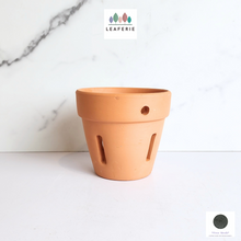 Load image into Gallery viewer, The Leaferie Yui Terracotta pot with holes . suitable for orchid.