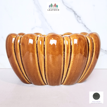 Load image into Gallery viewer, The Leaferie Dorsey long brown flowerpot. ceramic material