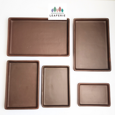 The Leaferie Zisha rectangular trays . 2 colours 5 sizes. Purple sand base plate