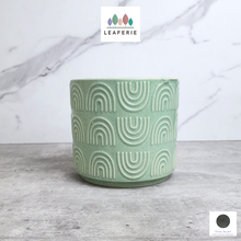 Load image into Gallery viewer, The Leaferie Dagan green flowerpot. ceramic material