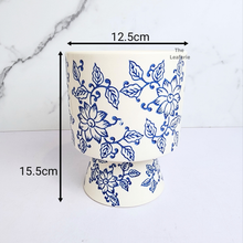 Load image into Gallery viewer, The Leaferie Torrio blue and white floral vase ceramic flowerpot
