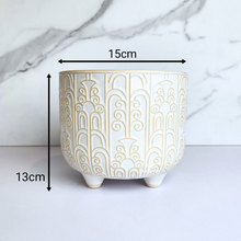 Load image into Gallery viewer, The Leaferie Loki white flowerpot with stand. ceramic material