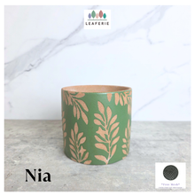 Load image into Gallery viewer, The Leaferie Nia pot. Green floral ceramic pot.