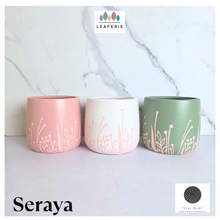 Load image into Gallery viewer, Leaferie seraya floral pot. 3 colours ceramic pot