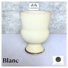 Load image into Gallery viewer, Blanc White textured vase on a gray surface with 'LEAFERIE' branding.