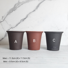 Load image into Gallery viewer, The Leaferie Bonsai pot 19 . zisha pots . 3 colours / front view . 3 colours