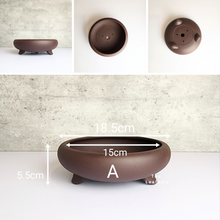 Load image into Gallery viewer, The Leaferie Bonsai tray Series 3. 4 designs zisha plant pot. purple sand material. Photos of all design A