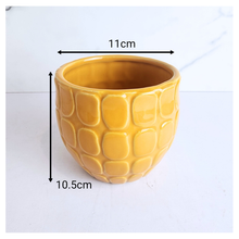 Load image into Gallery viewer, Melka Yellow textured planter with 'LEAFAERIE' branding on a white background