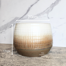 Load image into Gallery viewer, The Leaferie Sotiria Large flowerpot. white and brown base ceramic pot.