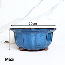 Load image into Gallery viewer, The Leaferie Bonsai flowerpot series 69. 2 colour blue and green and 2 sizes. ceramic material