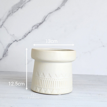 Load image into Gallery viewer, The Leaferie Reign white castle like ceramic flowerpot.