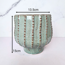 Load image into Gallery viewer, The Leaferie Ruona green bluish ceramic pot
