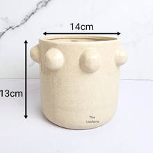 Load image into Gallery viewer, The Leaferie Eden white ceramic pot with studs