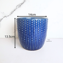 Load image into Gallery viewer, The Leaferie Zira blue ceramic pot