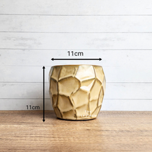 Load image into Gallery viewer, The Leaferie Thalia pot. yellowish ceramic pot with geometric shape.