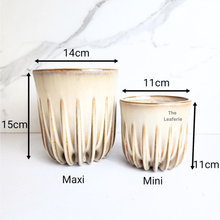 Load image into Gallery viewer, The Leaferie Omari Flowerpot. 2 sizes beige ceramic pot