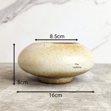 Load image into Gallery viewer, The Leaferie Xavia shallow flowerpot. beige colour and ceramic material