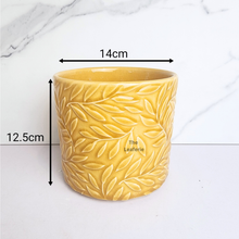 Load image into Gallery viewer, The Leaferie Mackenzie yellow flowerpot. ceramic material