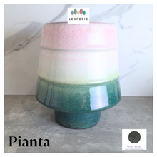 Load image into Gallery viewer, Pianta Multicolored ceramic pot with 'LEAFERIE' branding on a light background