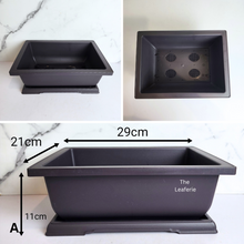Load image into Gallery viewer, The Leaferie plastic Bonsai pots with trays. rectangular and square shape. Black Colour