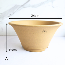Load image into Gallery viewer, The Leaferie Bonsai Series 74. yellow zisha pot. 2 sizes. purplesand