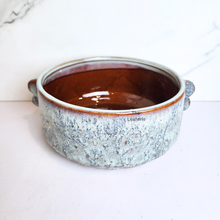 Load image into Gallery viewer, The Leaferie Indie blue shallow ceramic flowerpot