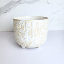 Load image into Gallery viewer, The Leaferie Loki white flowerpot with stand. ceramic material