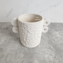 Load image into Gallery viewer, The Leaferie Nover white ceramic pot with ear