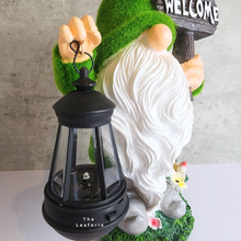 Load image into Gallery viewer, The Leaferie Aldon Gnome garden decoration with led lamp. resin material