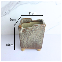 Load image into Gallery viewer, Bastion Rectangular Ceramic planter with textured surface on a white background, featuring the brand 'LEAFERIE'.